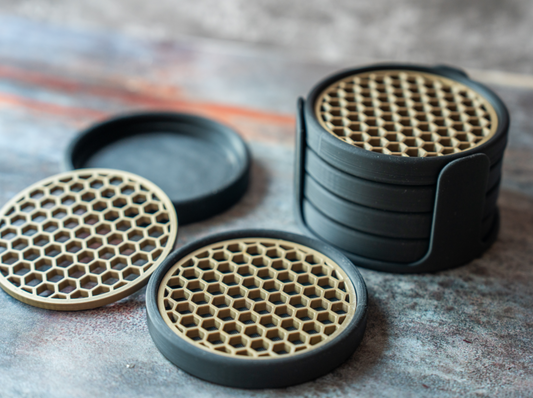 3D Printed Honeycomb Coaster Set