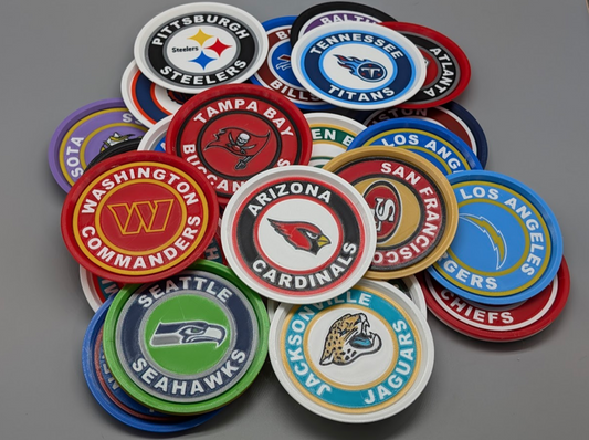 NFL Stackable Coaster Set (All 32 Teams) – 3D Printed Football Fan Table Accessories